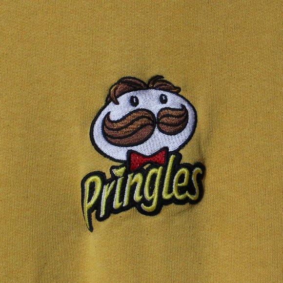 Pringles Hoodie Womens Medium Yellow Pullover w/ Hole - Picture 4 of 10